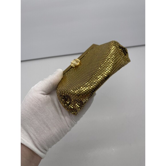 Vintage Whiting & Davis Gold tone Clutch Purse Sequin Mesh Crystals retro bag - Picture 3 of 16
